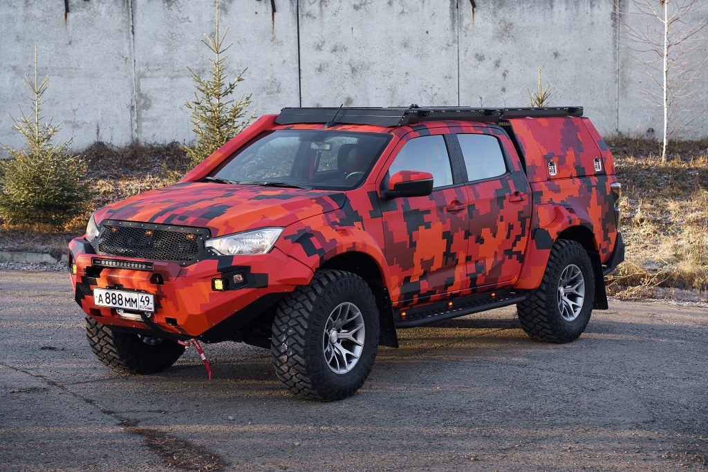 Багажник экспедиционный Isuzu D-Max 2020+ ШТОРКА дальний, рабочий свет