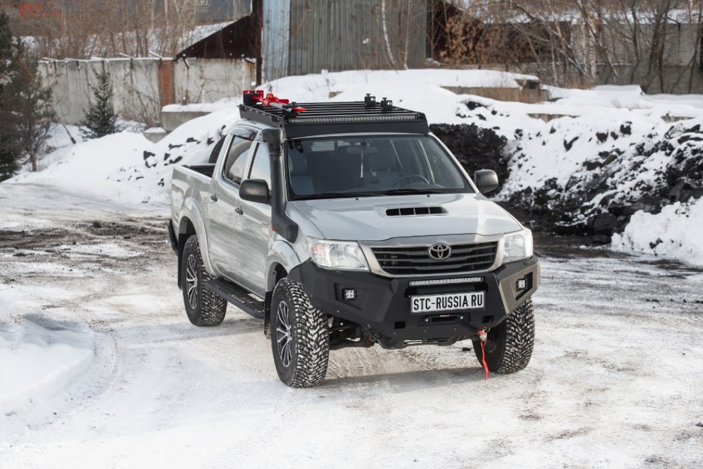 Багажник экспедиционный Toyota Hilux 2005+ ШТОРКА дальний, рабочий свет