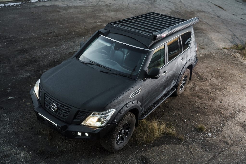 Багажник экспедиционный Nissan Patrol Y62 ШТОРКА дальний, рабочий, задний свет