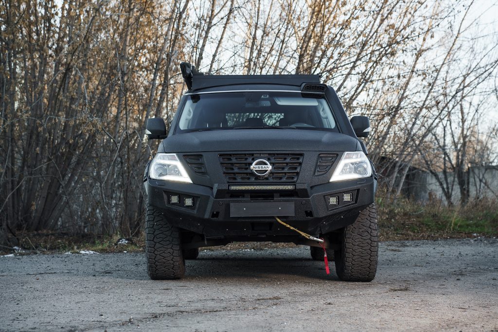 Бампер передний Nissan Patrol Y62 2014-2019 под балку и ПТФ