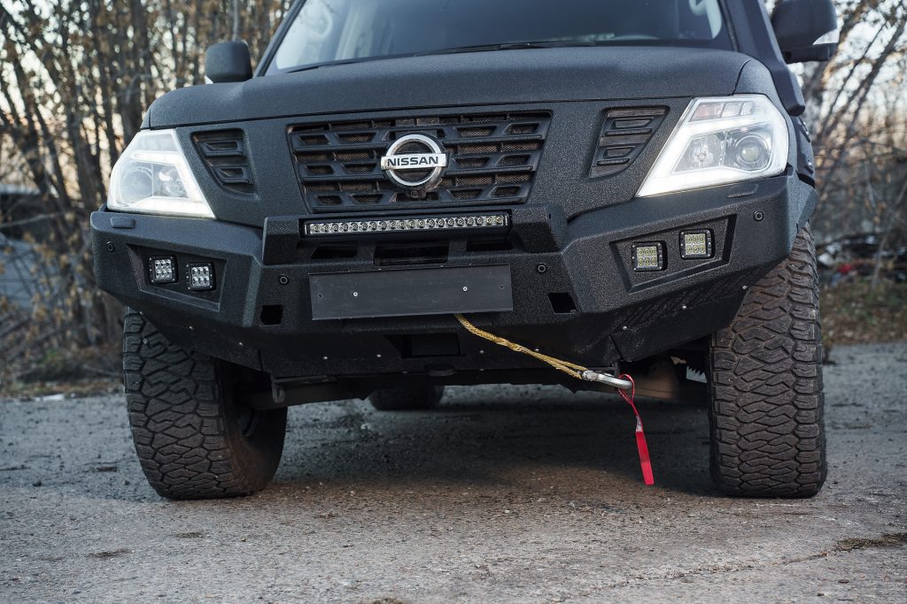 Бампер передний Nissan Patrol Y62 2014-2019 под балку и ПТФ