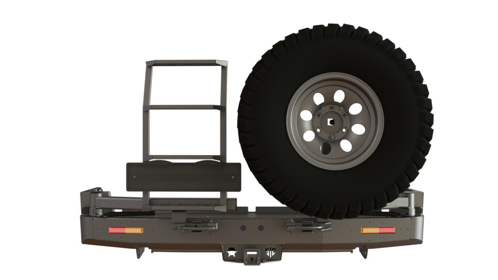 Бампер задний Toyota Land Cruiser 105 калитка справа, лестница слева, фонари