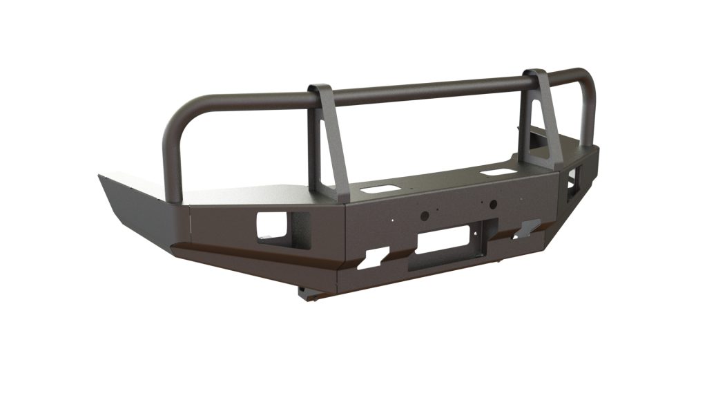 Бампер передний Mitsubishi Pajero Sport 1996-2008 с защитой фар, под ПТФ
