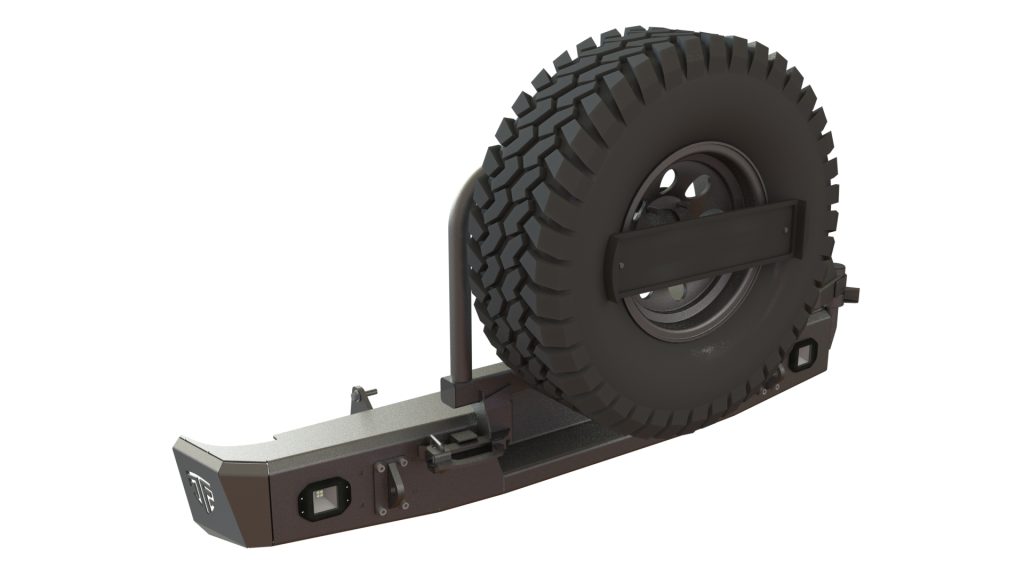 Бампер задний Toyota Tundra 2006-2013 калитка центр (УСИЛЕННАЯ), ПТФ