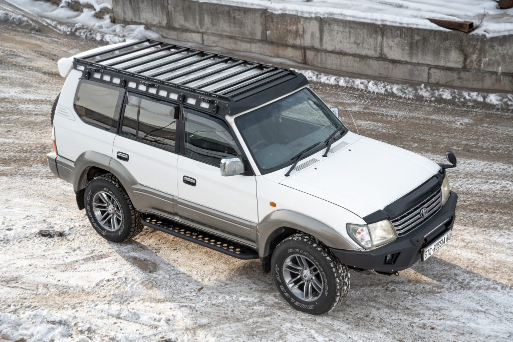 Багажник экспедиционный Toyota Land Cruiser Prado 95 ШТОРКА дальний, рабочий, задний свет